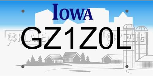 GZ1Z0L Iowa License Plate