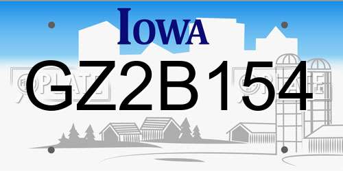 GZ2B154 Iowa License Plate
