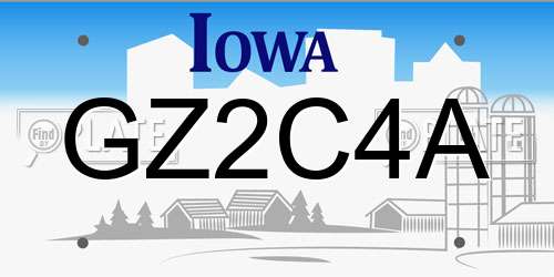 GZ2C4A Iowa License Plate