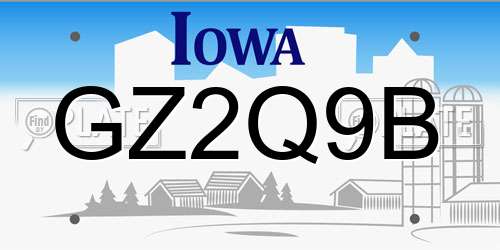 GZ2Q9B Iowa License Plate
