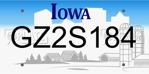 GZ2S184 Iowa License Plate