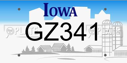 GZ341 Iowa License Plate