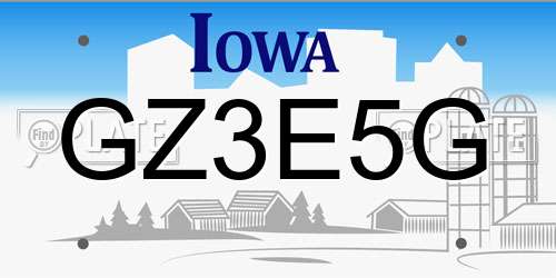 GZ3E5G Iowa License Plate