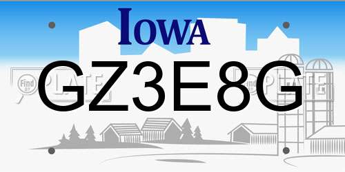 GZ3E8G Iowa License Plate