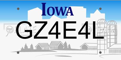 GZ4E4L Iowa License Plate
