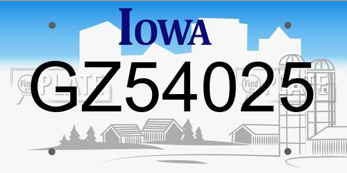 GZ54025 Iowa License Plate