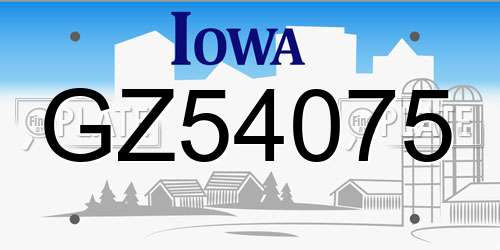 GZ54075 Iowa License Plate