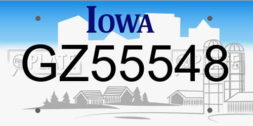GZ55548 Iowa License Plate