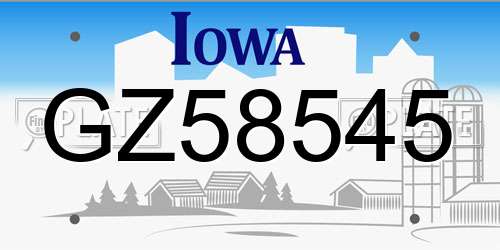 GZ58545 Iowa License Plate