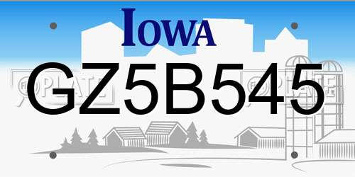 GZ5B545 Iowa License Plate
