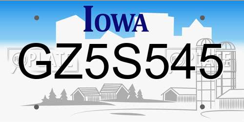 GZ5S545 Iowa License Plate