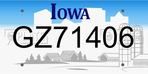 GZ71406 Iowa License Plate