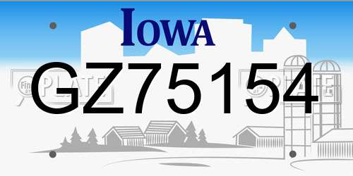 GZ75154 Iowa License Plate