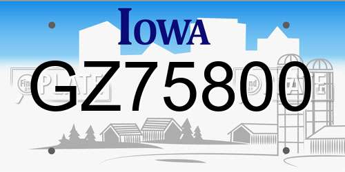 GZ75800 Iowa License Plate