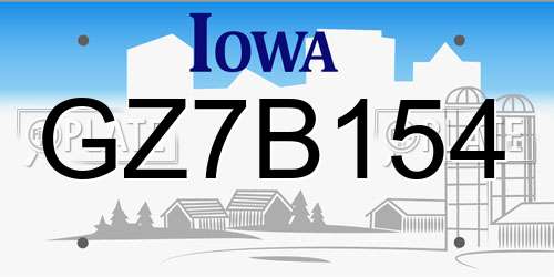 GZ7B154 Iowa License Plate
