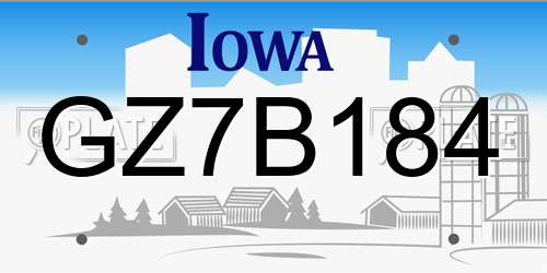 GZ7B184 Iowa License Plate