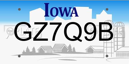GZ7Q9B Iowa License Plate