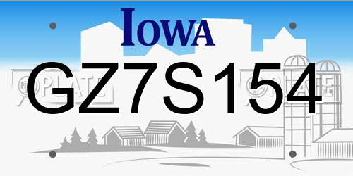 GZ7S154 Iowa License Plate