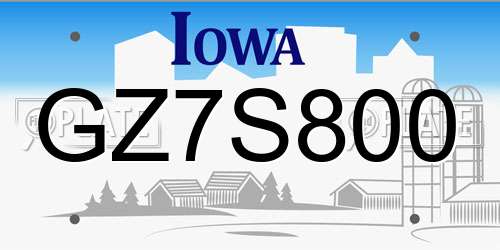 GZ7S800 Iowa License Plate