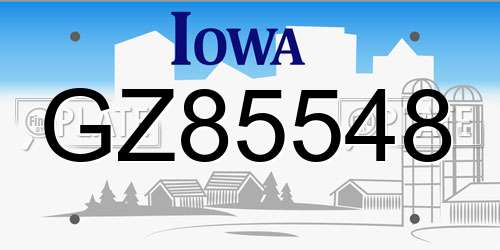GZ85548 Iowa License Plate