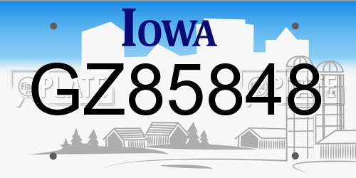 GZ85848 Iowa License Plate