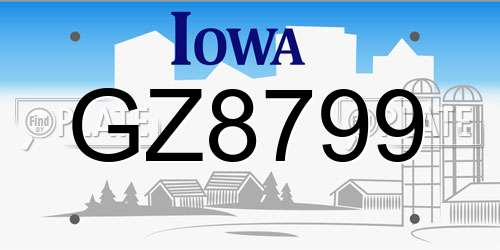 GZ8799 Iowa License Plate