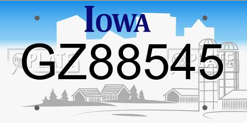 GZ88545 Iowa License Plate
