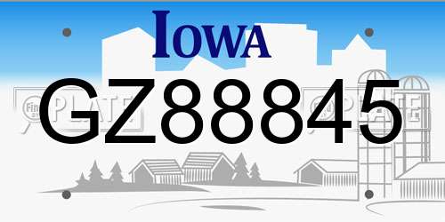 GZ88845 Iowa License Plate