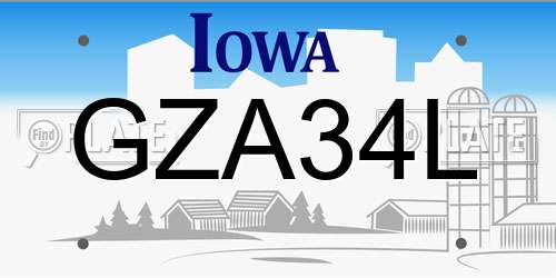 GZA34L Iowa License Plate
