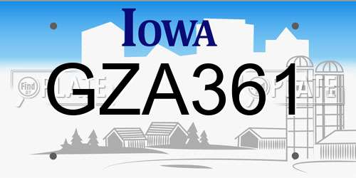 GZA361 Iowa License Plate