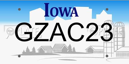 GZAC23 Iowa License Plate