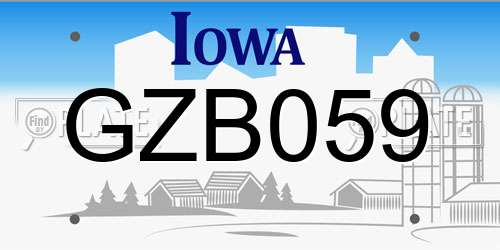 GZB059 Iowa License Plate