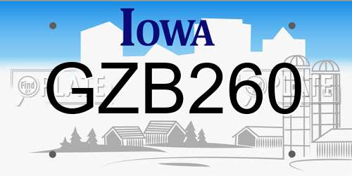 GZB260 Iowa License Plate