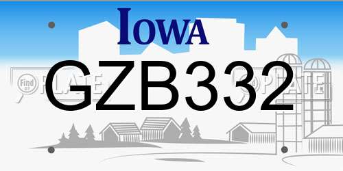 GZB332 Iowa License Plate