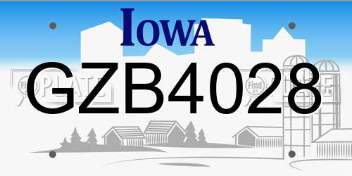 GZB4028 Iowa License Plate