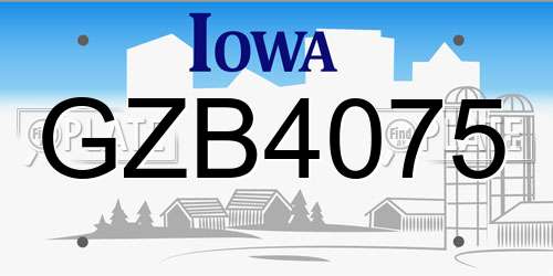 GZB4075 Iowa License Plate