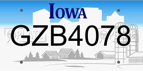 GZB4078 Iowa License Plate