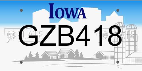 GZB418 Iowa License Plate