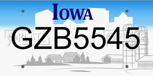 GZB5545 Iowa License Plate
