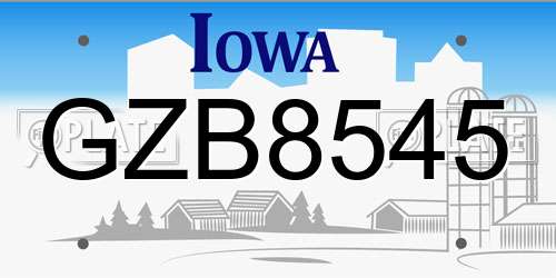 GZB8545 Iowa License Plate