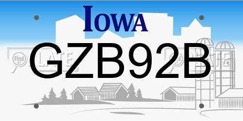 GZB92B Iowa License Plate