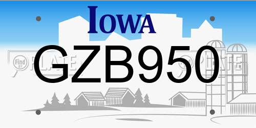 GZB950 Iowa License Plate