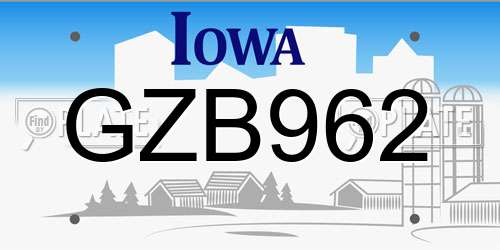 GZB962 Iowa License Plate