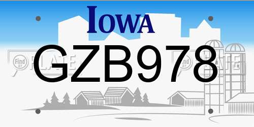 GZB978 Iowa License Plate