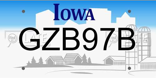 GZB97B Iowa License Plate