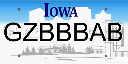 GZBBBAB Iowa License Plate