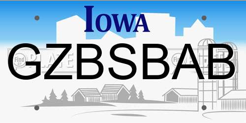 GZBSBAB Iowa License Plate