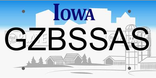 GZBSSAS Iowa License Plate