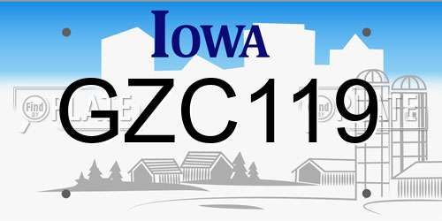 GZC119 Iowa License Plate