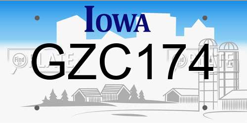 GZC174 Iowa License Plate